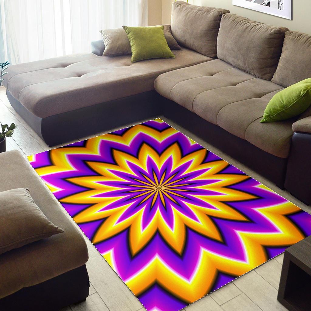 Yellow Flower Moving Optical Illusion Area Rug