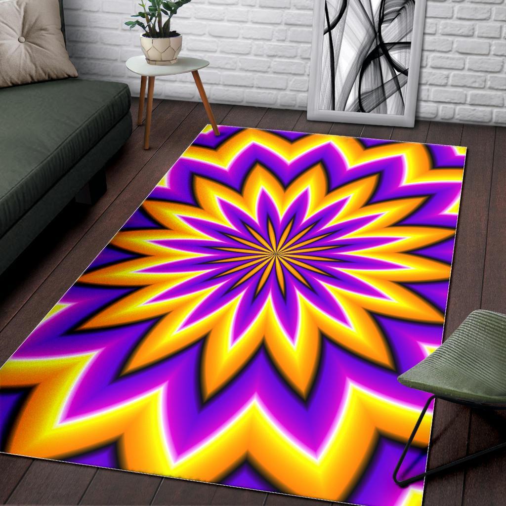 Yellow Flower Moving Optical Illusion Area Rug