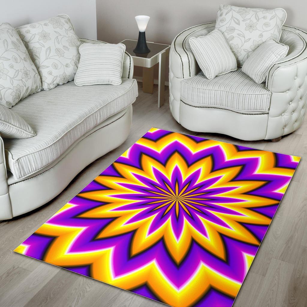 Yellow Flower Moving Optical Illusion Area Rug