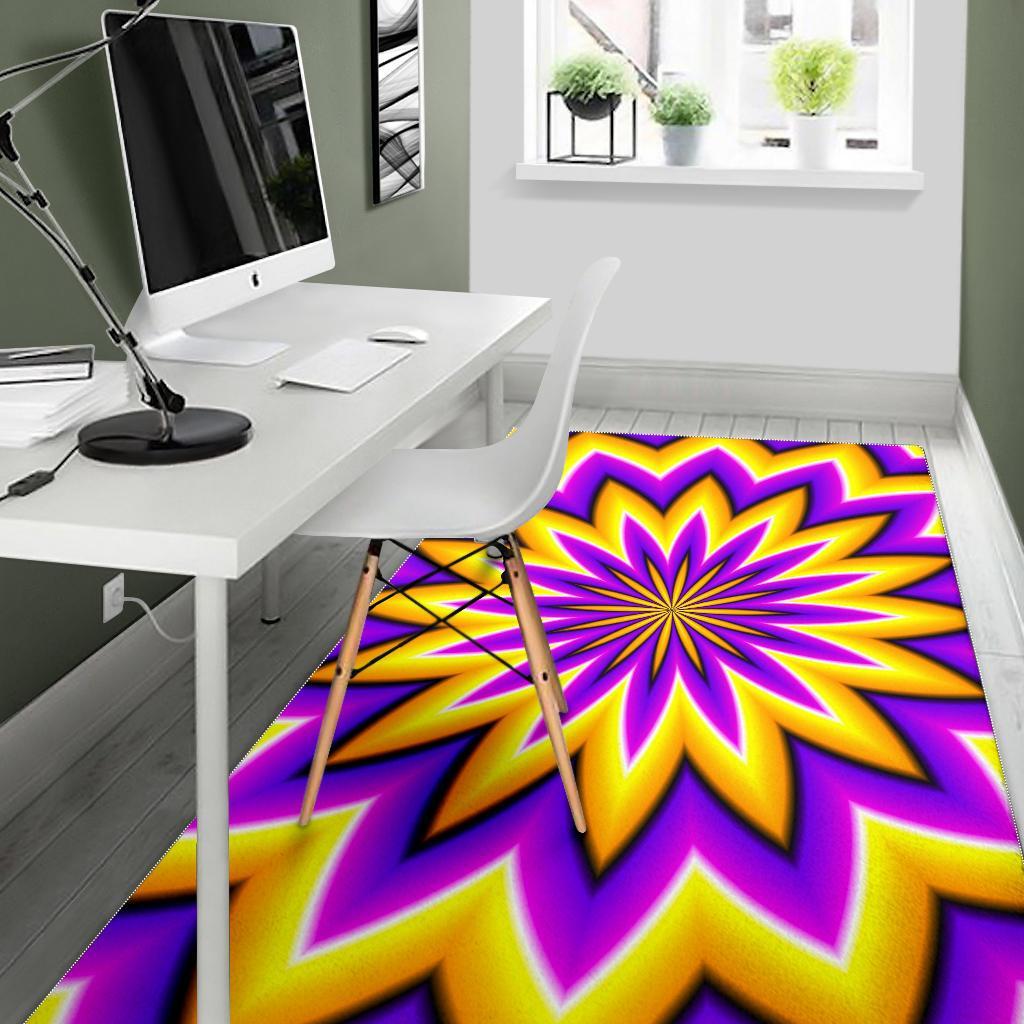 Yellow Flower Moving Optical Illusion Area Rug