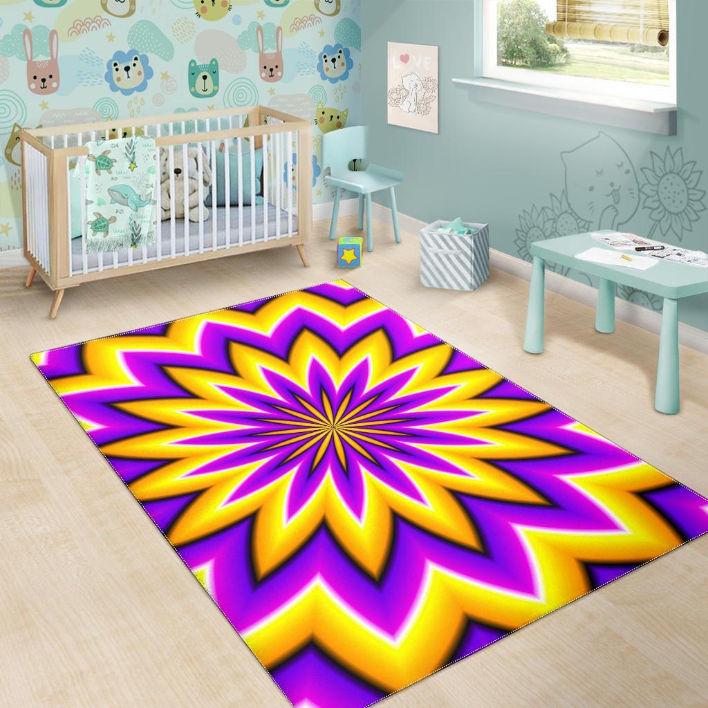 Yellow Flower Moving Optical Illusion Area Rug