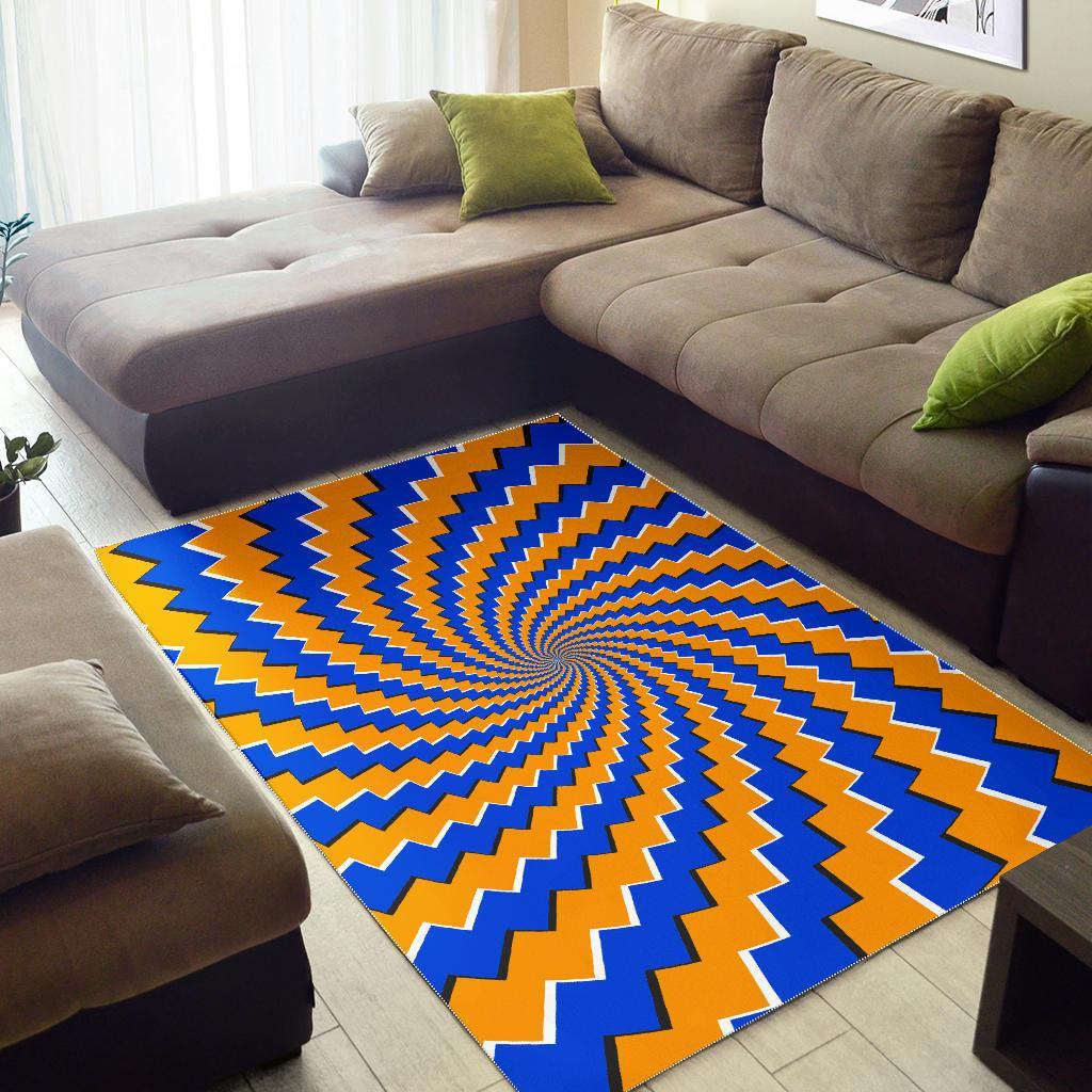 Yellow Spiral Moving Optical Illusion Area Rug