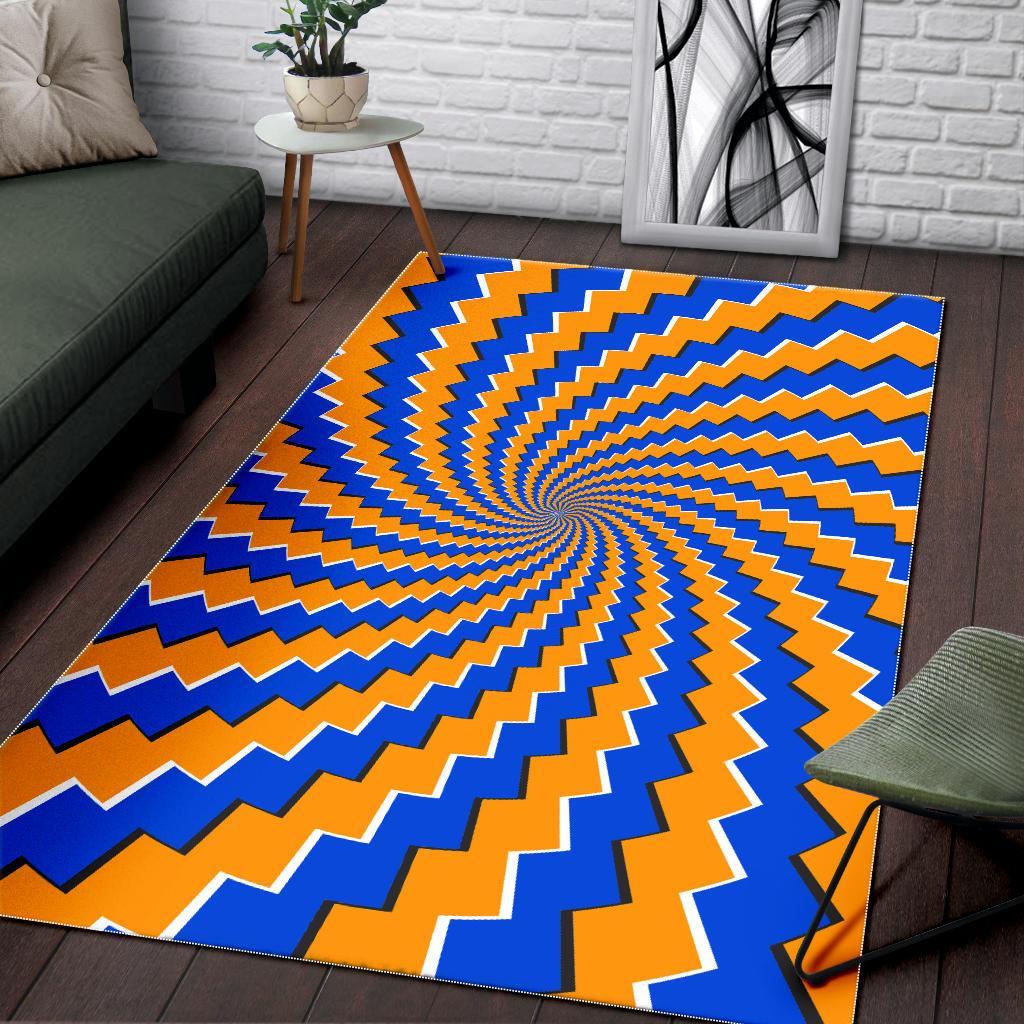 Yellow Spiral Moving Optical Illusion Area Rug