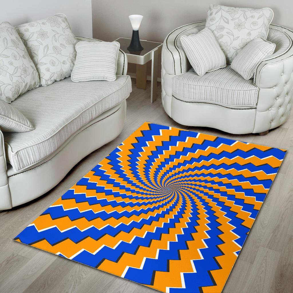 Yellow Spiral Moving Optical Illusion Area Rug