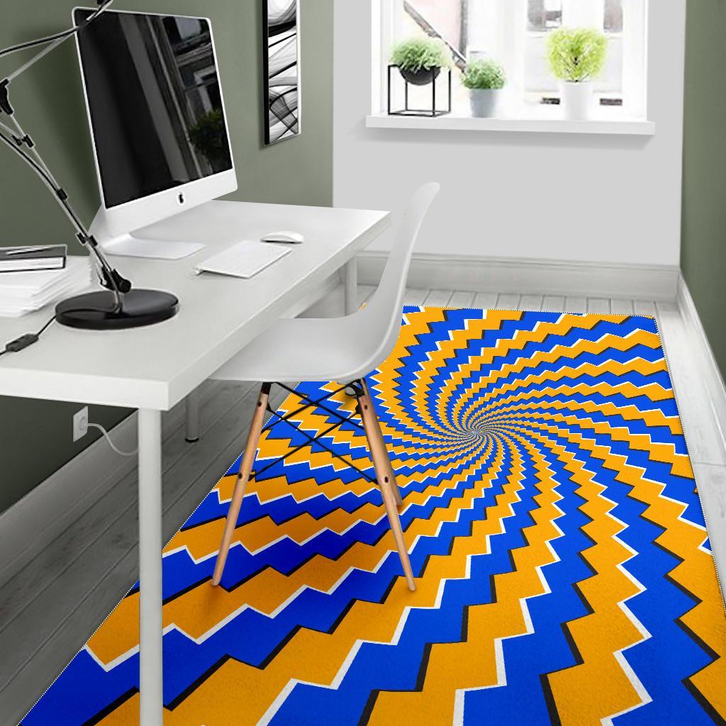 Yellow Spiral Moving Optical Illusion Area Rug