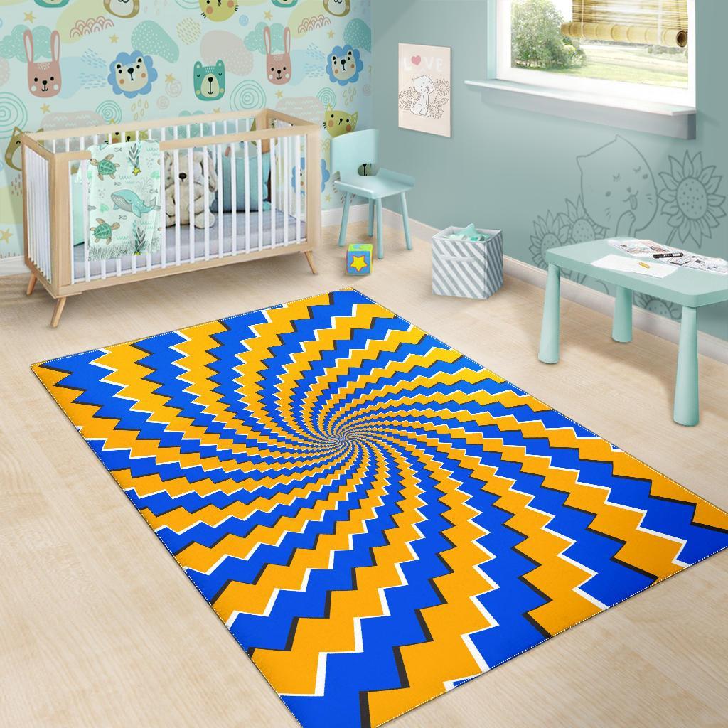Yellow Spiral Moving Optical Illusion Area Rug