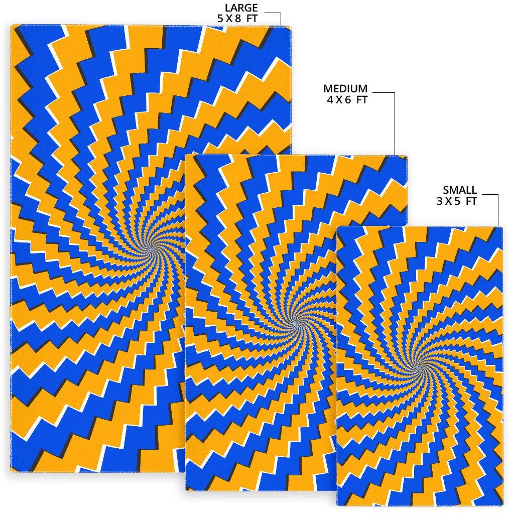 Yellow Spiral Moving Optical Illusion Area Rug