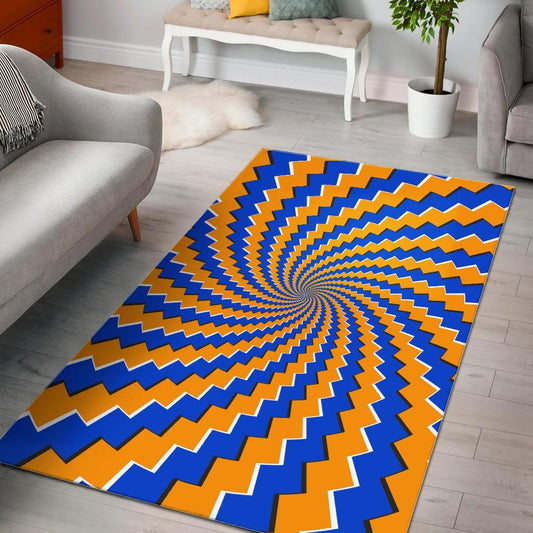 Yellow Spiral Moving Optical Illusion Area Rug
