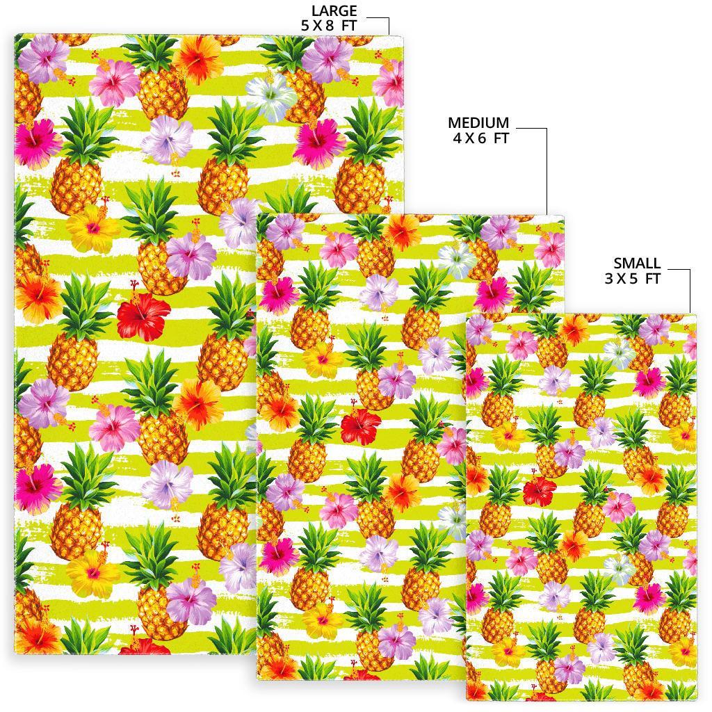 Yellow Striped Pineapple Pattern Print Area Rug