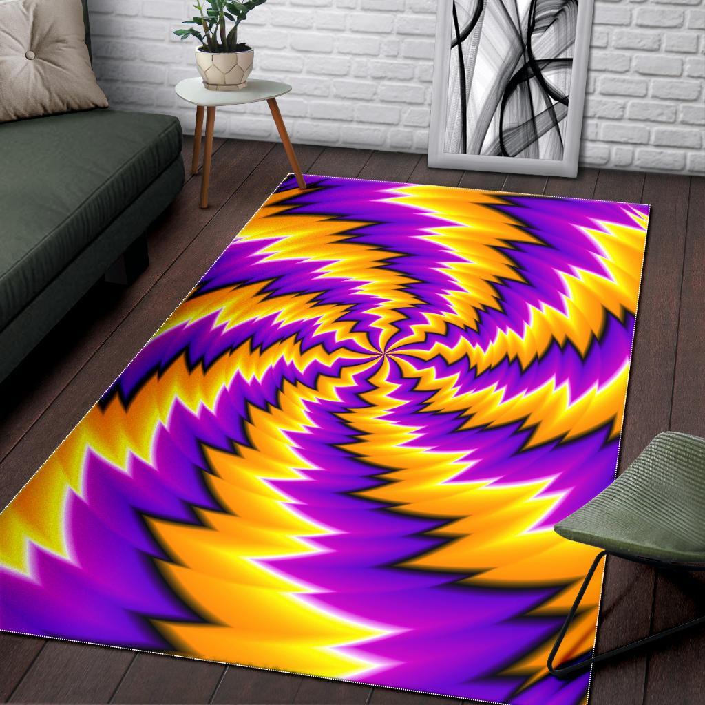 Yellow Vortex Moving Optical Illusion Area Rug