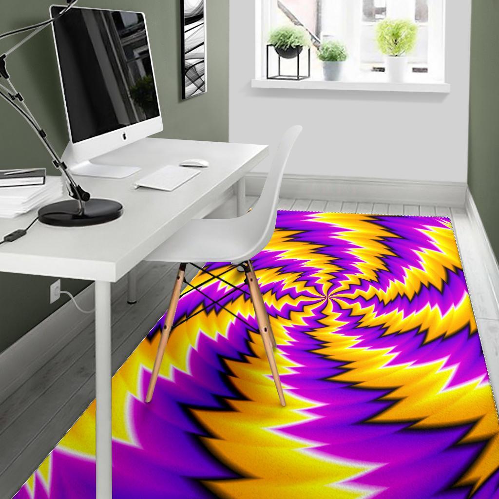 Yellow Vortex Moving Optical Illusion Area Rug