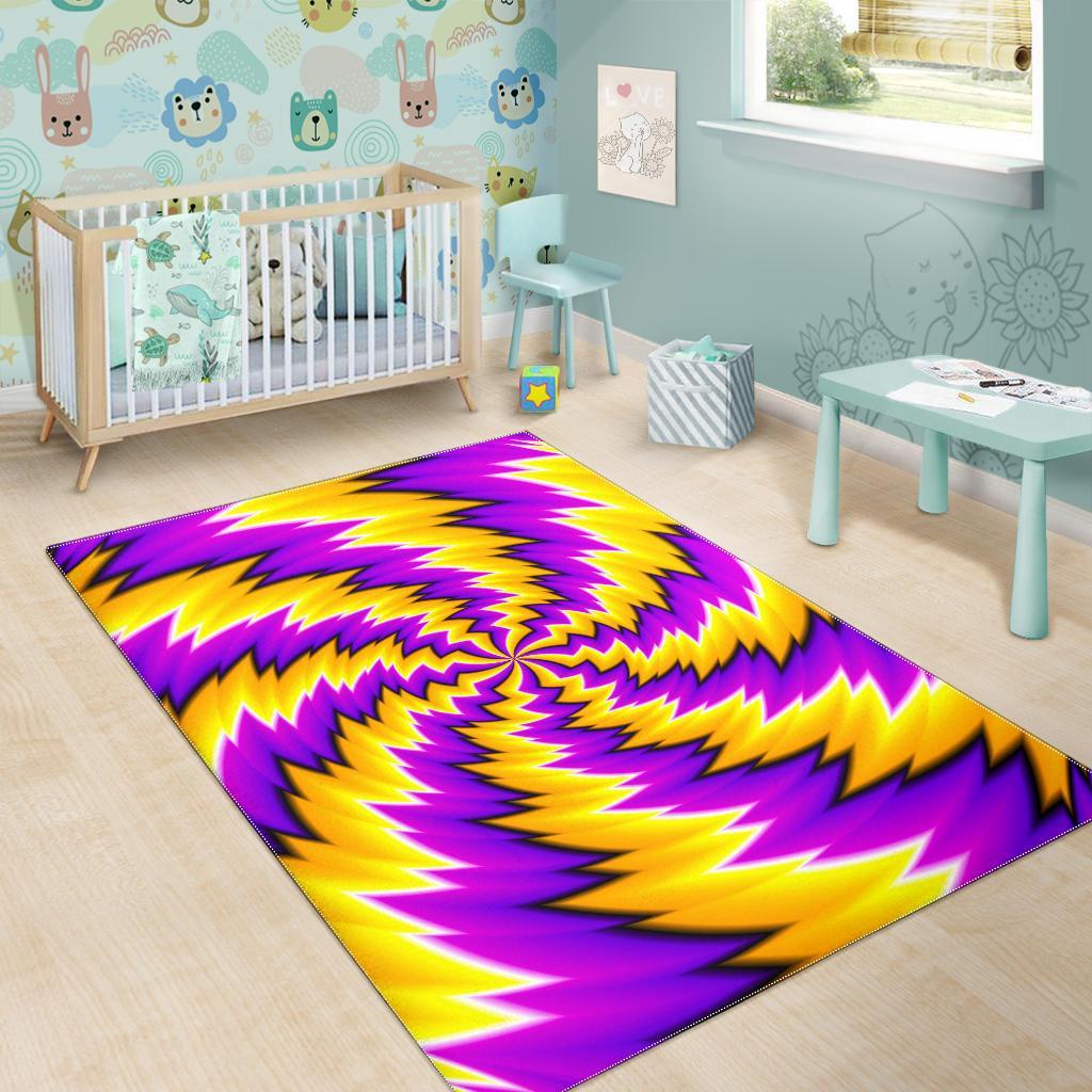 Yellow Vortex Moving Optical Illusion Area Rug