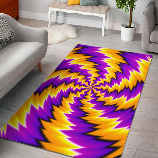 Yellow Vortex Moving Optical Illusion Area Rug