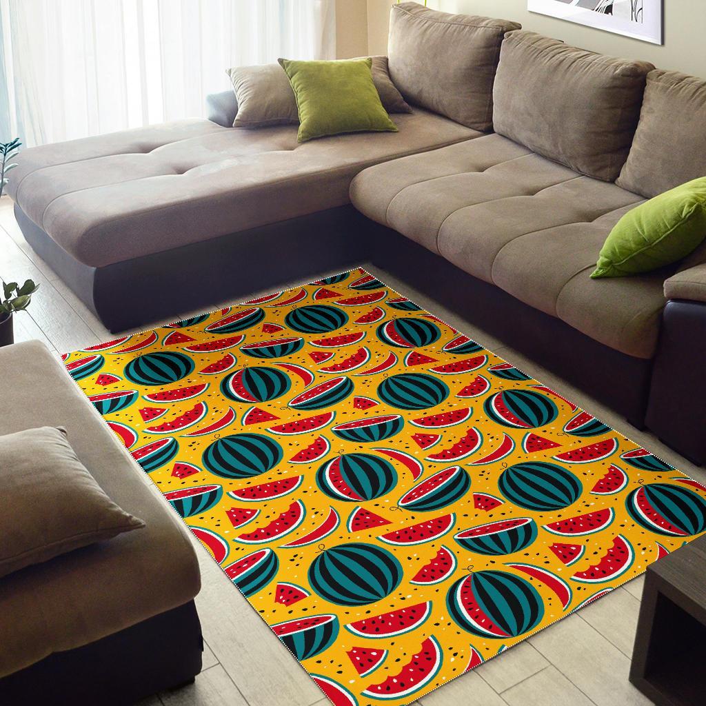 Yellow Watermelon Pieces Pattern Print Area Rug
