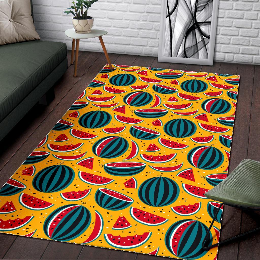 Yellow Watermelon Pieces Pattern Print Area Rug