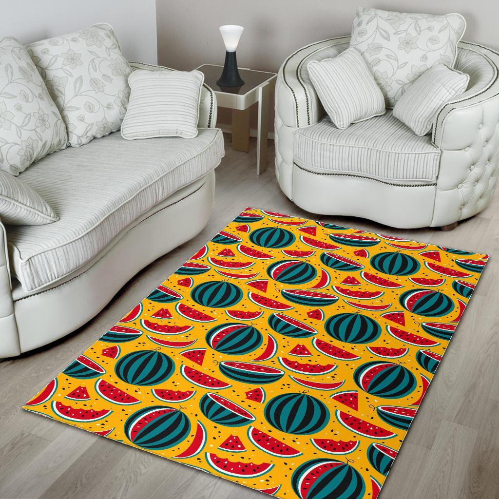Yellow Watermelon Pieces Pattern Print Area Rug
