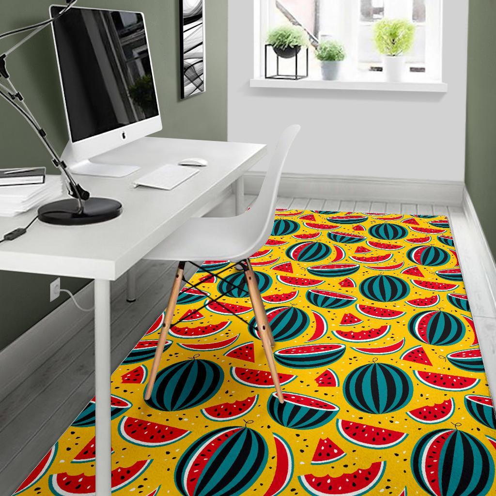 Yellow Watermelon Pieces Pattern Print Area Rug