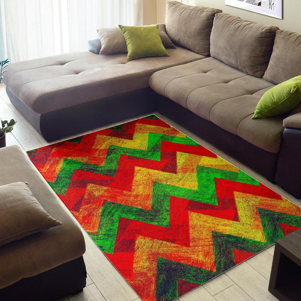 Zig Zag Reggae Pattern Print Area Rug