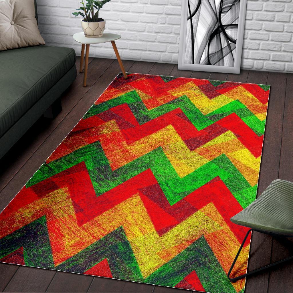Zig Zag Reggae Pattern Print Area Rug