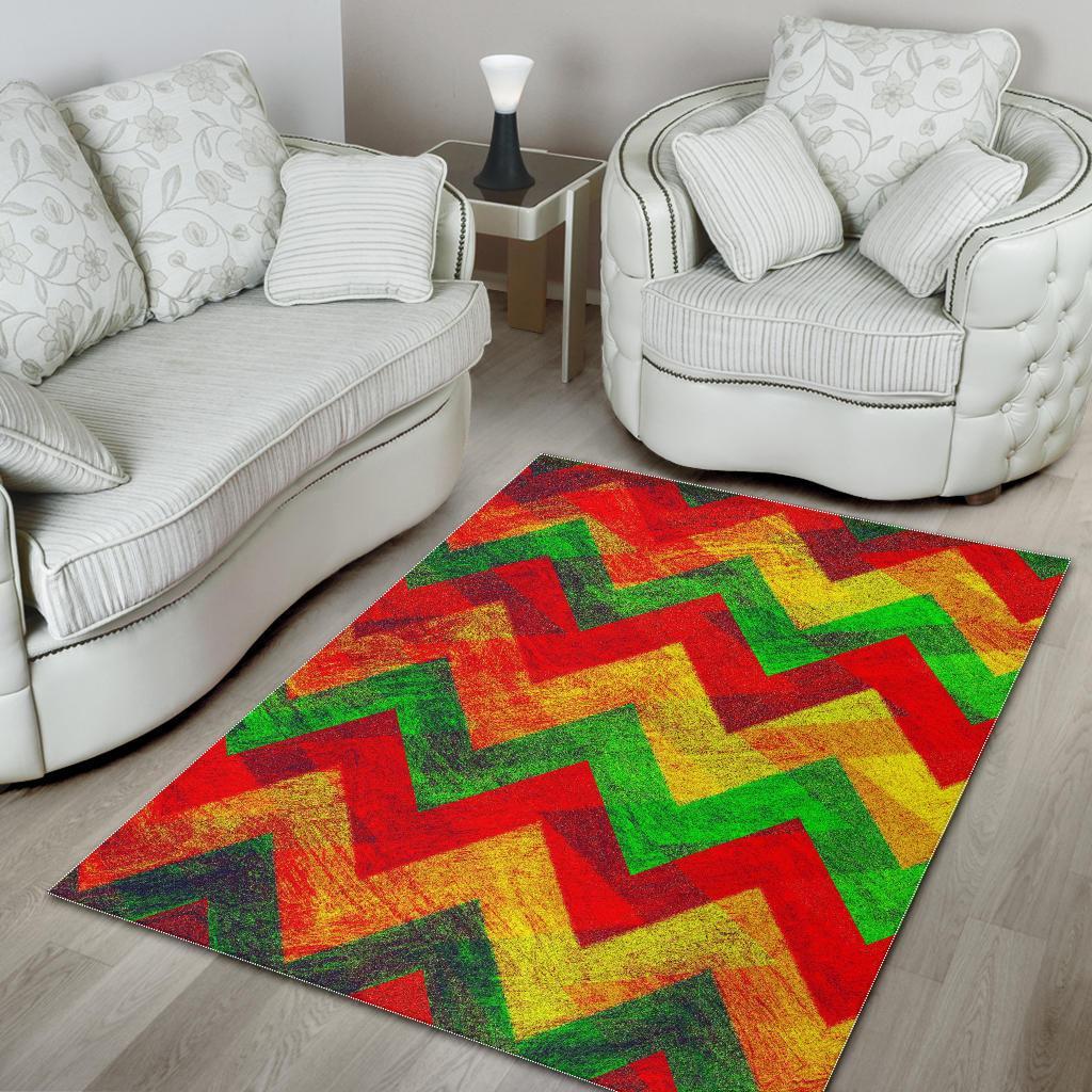 Zig Zag Reggae Pattern Print Area Rug