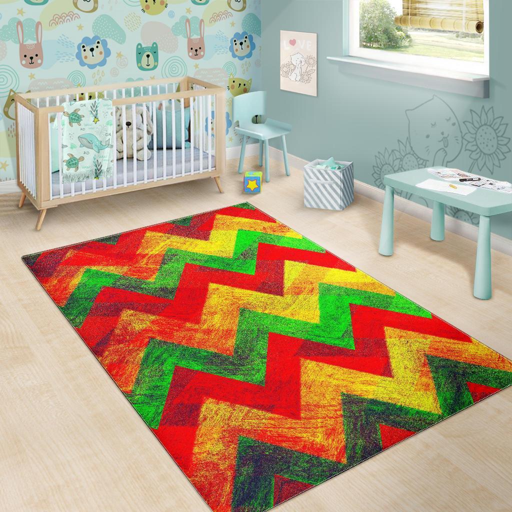 Zig Zag Reggae Pattern Print Area Rug